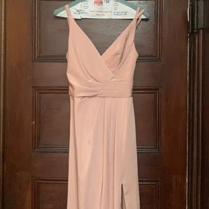 Escape size 0 dusty rose evening gown with front slit. Matching handbag included